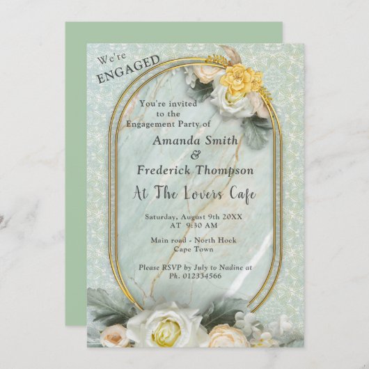 Hellgrüne, gelbe und weiße Mandalase Einladung (Vorne/Hinten)