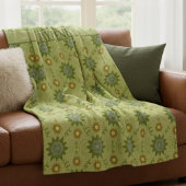 Hellgrüne geometrische Blumen Fleecedecke