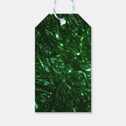 hellgrüne, glänzende Weihnachtsbaumfalte Geschenkanhänger (Vorderseite)