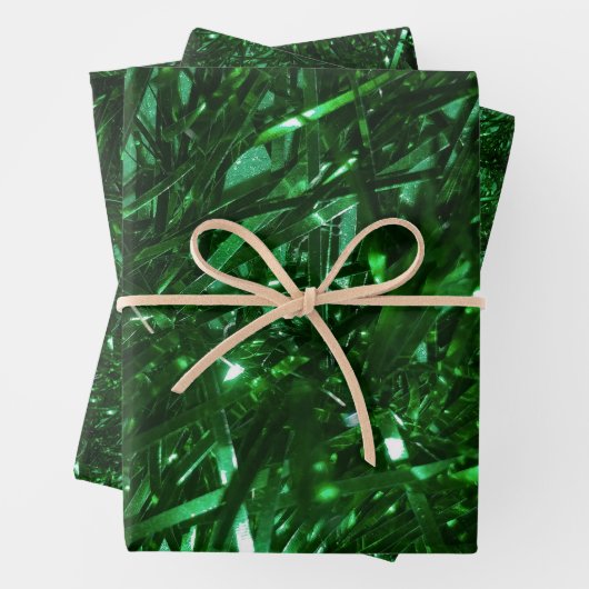 hellgrüne, glänzende Weihnachtsbaumfalte Geschenkpapier Set (Beispiel)