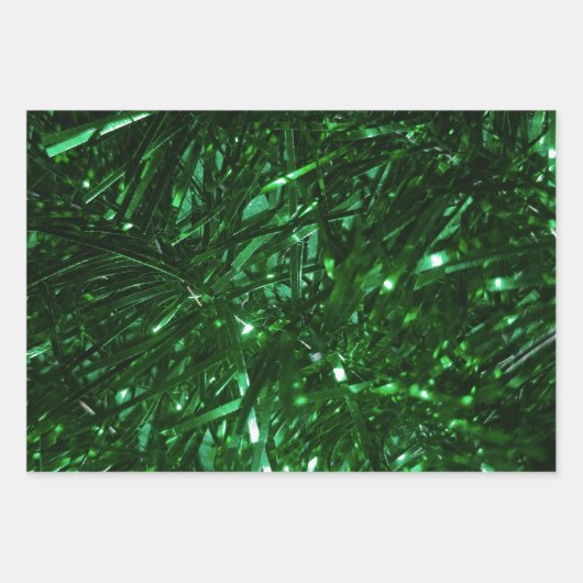 hellgrüne, glänzende Weihnachtsbaumfalte Geschenkpapier Set (Vorderseite)