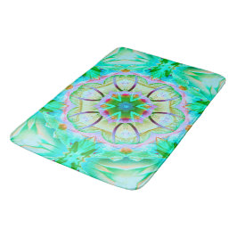 Hellgrüne grinartige Textur, blühendes Kaleidoskop Badematte