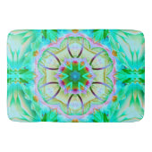 Hellgrüne grinartige Textur, blühendes Kaleidoskop Badematte (Vorderseite)