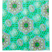 Hellgrüne grinartige Textur, blühendes Kaleidoskop Duschvorhang (Vorderseite)