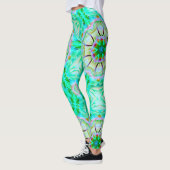 Hellgrüne grinartige Textur, blühendes Kaleidoskop Leggings (Links)