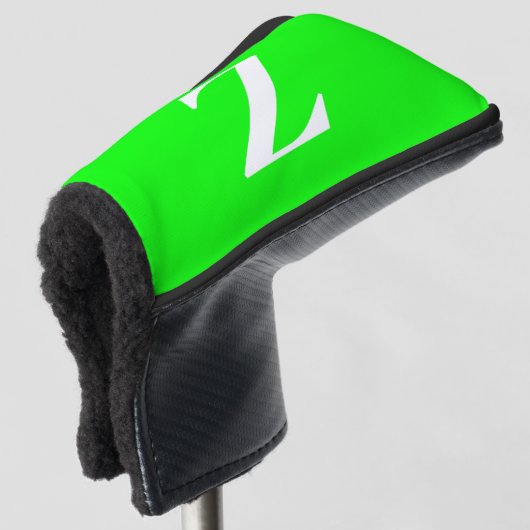 Hellgrüne große weiße Monogramm Golf Headcover (3/4 Vorderseite)