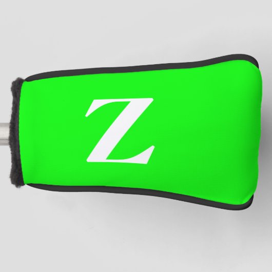 Hellgrüne große weiße Monogramm Golf Headcover (Vorderseite)