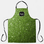 Hellgrüne Grünpflanzen Glitter Funkeln Monogramm Schürze (Vorderseite)