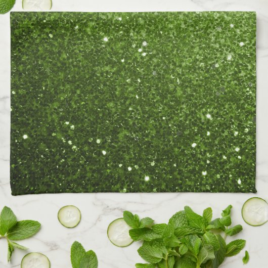 Hellgrüne Grünpflanzen Glitter Funken Geschirrtuch (Gefaltet)