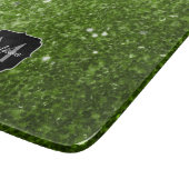 Hellgrüne Grünpflanzen Glitter Funken Monogramm Schneidebrett (Ecke)