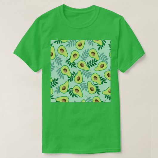 Hellgrüne Hintergrund reifen Avocado-Blätter T-Shirt (Design vorne)