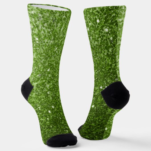 Hellgrüne Imitate Glitzer funkeln Monogramm Socken (Gewinkelt)