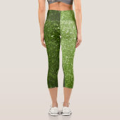 Hellgrüne Imitate Glitzer Glitzern Capri Leggings (Rückseite)