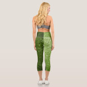 Hellgrüne Imitate Glitzer Glitzern Capri Leggings (Rückseite)