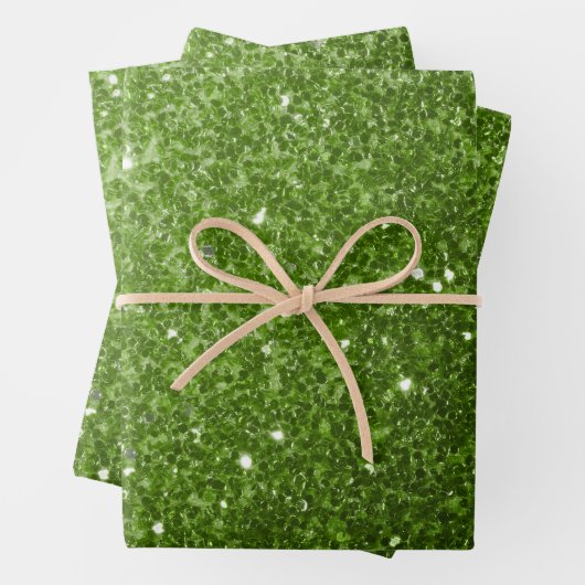 Hellgrüne Imitate Glitzer Glitzern Geschenkpapier Set (Beispiel)