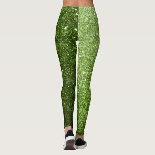 Hellgrüne Imitate Glitzer Glitzern Leggings (Rückseite)