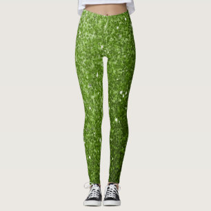Hellgrüne Imitate Glitzer Glitzern Leggings