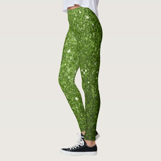 Hellgrüne Imitate Glitzer Glitzern Leggings (Links)