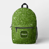 Hellgrüne Imitate Glitzern Glitzern Monogram Bedruckter Rucksack (Vorderseite)