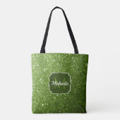 Hellgrüne Imitate Glitzern Glitzern Monogram Tasche (Rückseite)