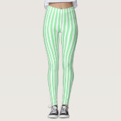 Hellgrüne Kerzenstreifen Leggings (Vorderseite)