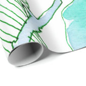 Hellgrüne Lavendel-Wasserfarben-Botanik-Blätter Geschenkpapier (Rolleneckpunkt)
