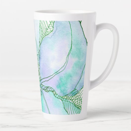 Hellgrüne Lavendel-Wasserfarben-Botanik-Blätter Milchtasse (Rechts)