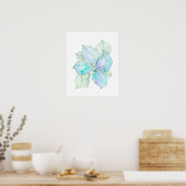 Hellgrüne Lavendel-Wasserfarben-Botanik-Blätter Poster (Küche)