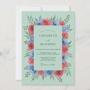 Hellgrüne lebendige botanische Hochzeit Einladung