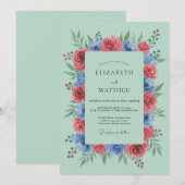 Hellgrüne lebendige botanische Hochzeit Einladung (Vorne/Hinten)