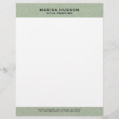 Hellgrüne Leinenstofftextur Briefbogen (Vorderseite)