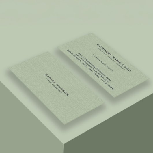 Hellgrüne Leinenstofftextur Visitenkarte