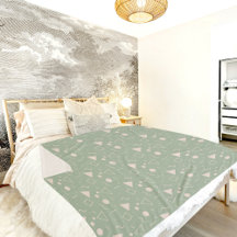 Hellgrüne Memphis Muster Sherpa Decke