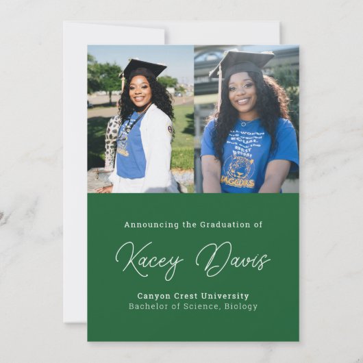 Hellgrüne Moderne Klasse Jahr & Foto Abschluss Ankündigung (Rückseite)