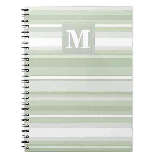 Hellgrüne Monogramm-Streifen Notizblock (Vorderseite)