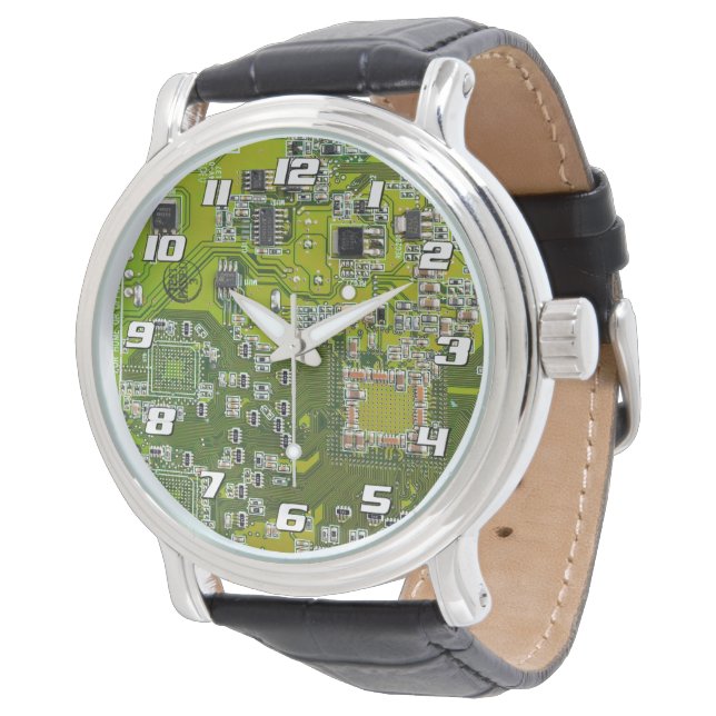 Hellgrüne PCB-Schaltungsplatine-Design für IT-Expe Armbanduhr (Schrägansicht)