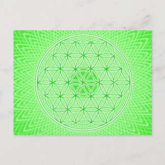 Hellgrüne Psychedelic Sacred Geometry Mandala Postkarte