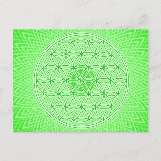 Hellgrüne Psychedelic Sacred Geometry Mandala Postkarte (Vorderseite)
