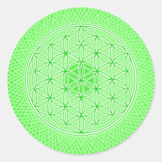 Hellgrüne Psychedelic Sacred Geometry Mandala Runder Aufkleber (Vorderseite)