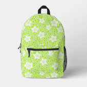 Hellgrüne Retropolka-Punkte mit Blumenmuster Bedruckter Rucksack (Vorderseite)