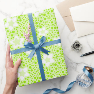 Hellgrüne Retropolka-Punkte mit Blumenmuster Geschenkpapier