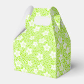 Hellgrüne Retropolka-Punkte mit Blumenmuster Geschenkschachtel (Rückseite)