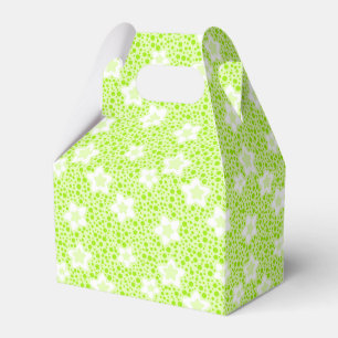 Hellgrüne Retropolka-Punkte mit Blumenmuster Geschenkschachtel