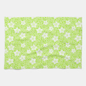 Hellgrüne Retropolka-Punkte mit Blumenmuster Geschirrtuch (Horizontal)