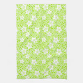 Hellgrüne Retropolka-Punkte mit Blumenmuster Geschirrtuch (Vertikal)