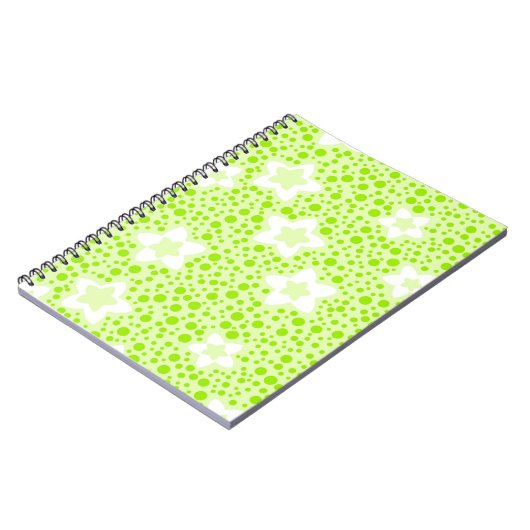 Hellgrüne Retropolka-Punkte mit Blumenmuster Notizblock (Linke Seite)