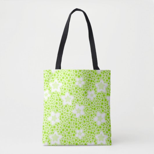 Hellgrüne Retropolka-Punkte mit Blumenmuster Tasche (Vorderseite)