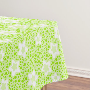 Hellgrüne Retropolka-Punkte mit Blumenmuster Tischdecke