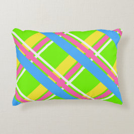 Hellgrüne, rosa, gelbe und blaue karierte Tasche Dekokissen