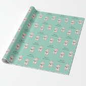 Hellgrüne Rosa Katzen Weihnachten Geschenkpapier (Ungerollt)
